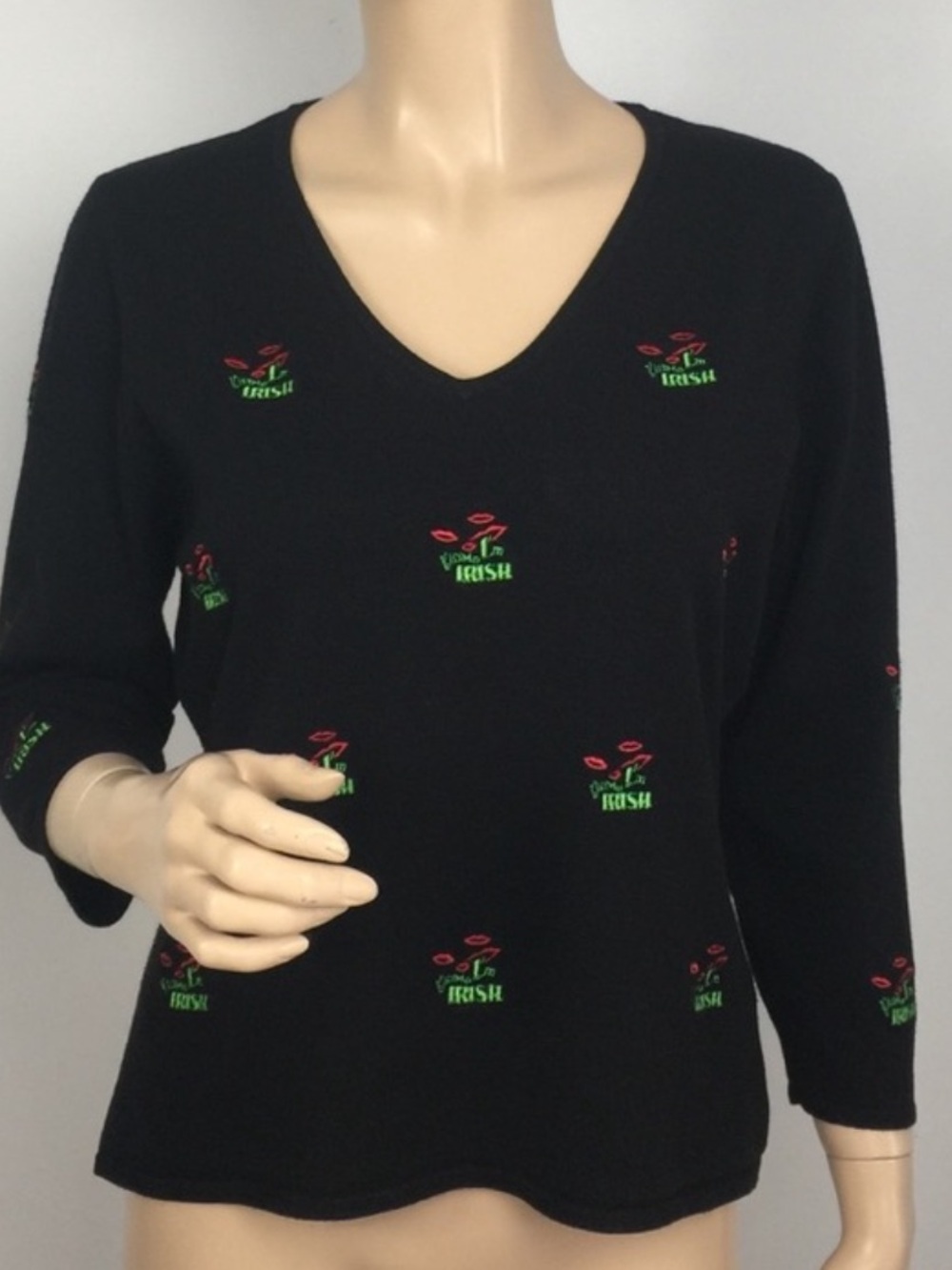 Isabel Marant-Etoile V-Neck “Kiss Me I’m Irish” Sweater Size XL